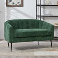 50.2 Small Sofa Couch for Small SpacesModern Chenille Loveseat CouchesOval 2 Seater Sofas Love Seat with Black Metal Legs for ApartmentBedroomRV (Green with Metal Legs 50.2)