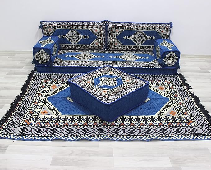 arabicsofa Handmade Arabic Majlis Sofa with Cushions – Modular Floor Seating Set for Living Room
