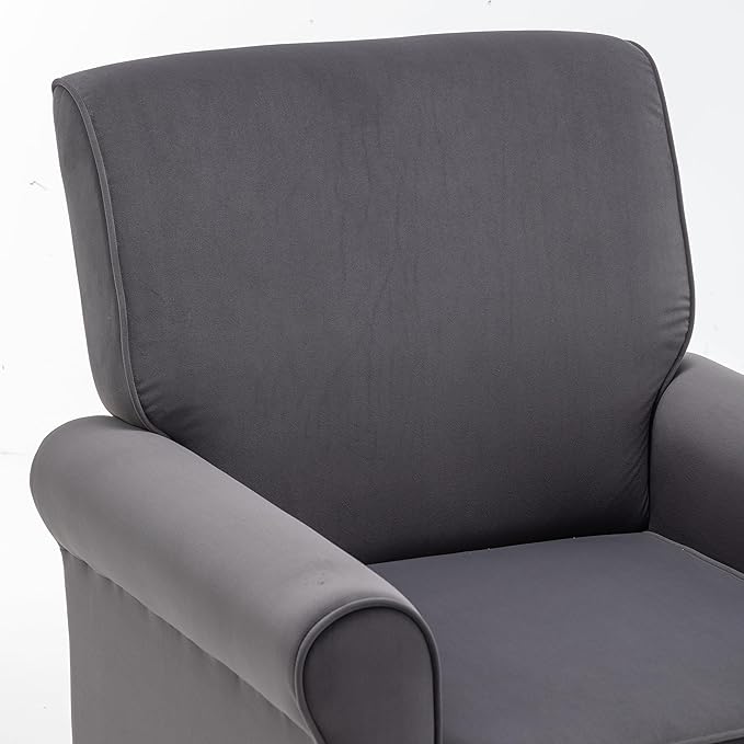 Classic Accent Armchair with Birch Wood Frame and Comfortable Rolled Armrests Arm Chairs for Living Room Bedroom and Office Decor Grey