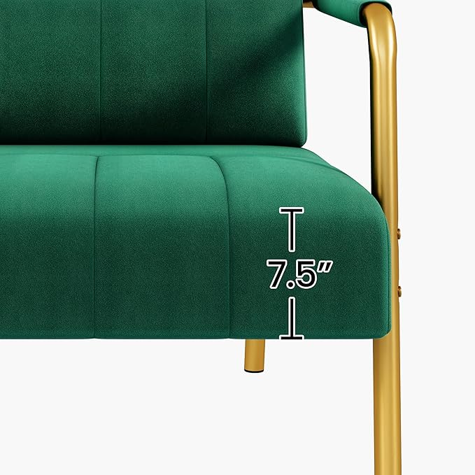 Yaheetech 56.5 W Modern Sofa Small Sofa Luxurious Velvet Fabric Couch with Gold-Tone Metal Arms and Legs for Living Room Home Office Studio Green