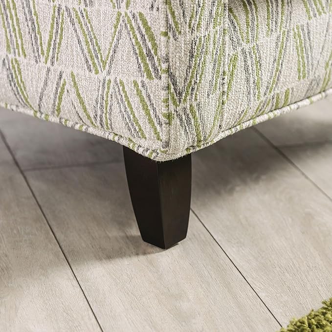 Furniture of America Nymph Transitional Fabric Upholstered V-Pattern Chair with Box Seat Cushion for Living Room Bedroom Gray and Green