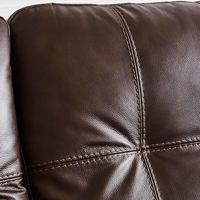 Signature Design by Ashley Santorine Transitional Tufted Leather Match Loveseat Dark Brown