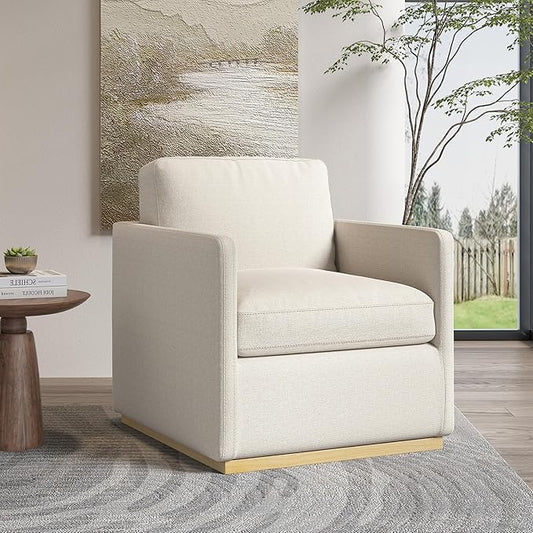 Swivel Barrel Chair Premium Comfy Round Accent Chair for Living Room Mid Century Modern Reading Chair for Adults Wingback Armchair for Small Spaces Bedroom Side Chairs for Home/Office/Ivory White