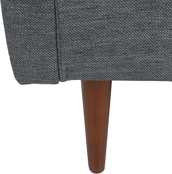GDFStudio Tufted Club Chair Accent Armchair Accent Arm Reading Chair for Living Room Upholstered Button Armchair Lounge Chair with Comfy Cushion Wooden Leg for Bedroom Office Charcoal Grey