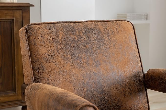 Generic Leisure Chair with Solid Wood Armrest and Feet Mid Century Modern Accent Chair for Living Room Bedroom Studio Chair Coffee