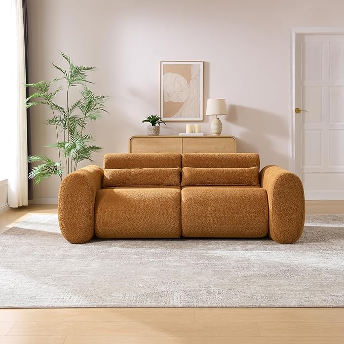 Christopher Knight Home Orri 79 Cozy Boucle Upholstered Cloud Couch 3-Seater Modern Sofa Home Sofa Living Room with Round Arm Sturdy Wooden Frame Lounge Chair Indoor Easy to Assembly Camel