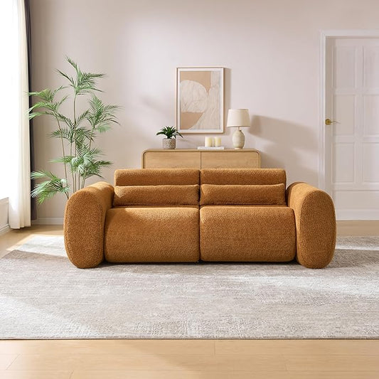 Christopher Knight Home Orri 79 Cozy Boucle Upholstered Cloud Couch 3-Seater Modern Sofa Home Sofa Living Room with Round Arm Sturdy Wooden Frame Lounge Chair Indoor Easy to Assembly Camel