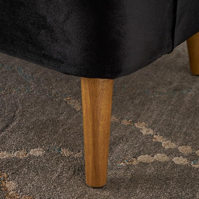 Modern Velvet Club Chair Mid Century Style Accent Armchair for Living Room or Bedroom Black