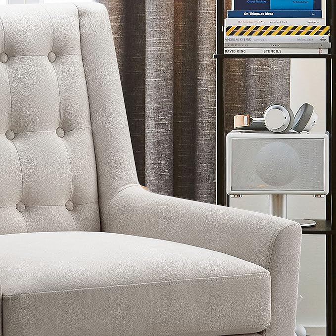 Rosevera Maci Accent ChairsMid Century Modern Armchair for Living Room Comfy Seat for Bedroom ApartmentEasy Assembly Standard Size Pearl Beige