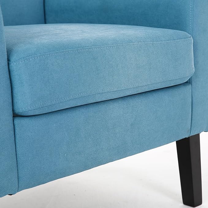 Fabric Accent Chair for Living Room Bedroom Button Tufted Upholstered Comfy Reading Accent Chairs Sofa (Blue)