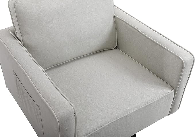 Generic Modern Linen Swivel Accent Chair Comfy Armchair with 360 Degree Swiveling for Living Room Bedroom Reading Room Home OfficeBeige
