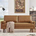 HIFIT 68 Faux Leather Couch Mid Century Modern Sofa Couch w/Tufted Deep Love Seat 2 Pillows &amp Solid Wood Frame Home Sofa Living Room Small Couches for Small Space Bedroom Office Apartment B