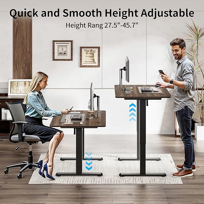 BIZUM 40x24 Inch Electric Standing Desk with Memory Presets Quiet Motor Height Adjustable Stand Up Desk for Home Office &amp Gaming Ergonomic Sit Stand WorkstationWalnut
