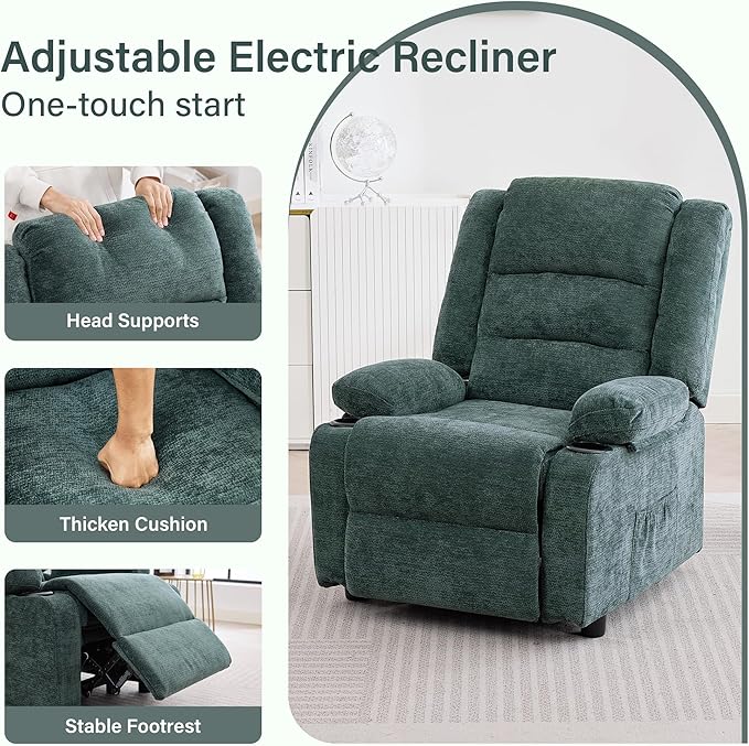 Power Recliner Chair with Cup Holders Electric Recliner Chair for Adults Living Room Reclining Chair Home Theater Seating Lounge Chair (2 Green)