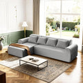 Rengue 105.5 Cloud Boneless Sectional Sofa for Living Room 4-Seater L-Shaped Comfy Couch with Ottoman 4 Pillows Deep Seat Chenille Sofa No Assembly Required (Light Grey) 72h to Restore