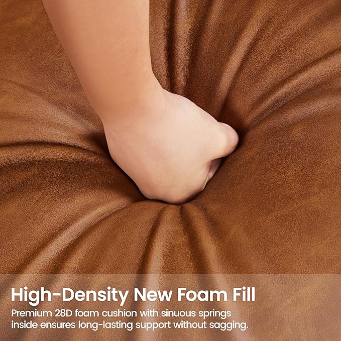 Yaheetech Accent Chairs Set of 2 Living Room Chairs Faux Leather Armchairs Thick Seat Cushion Oversized Recliner Chair High Backrest for Bedroom Office Reception Room Reading Nook Brown