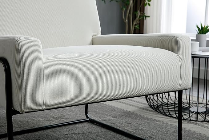 Accent Chair - Modern Industrial Slant Armchair with Metal Frame - Premium High Density Soft Single Chair for Living Room Bedroom