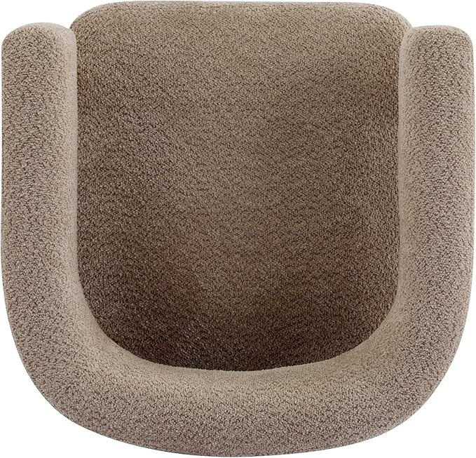 Christopher Knight Home Carly Low Profile Accent Chair Round Backrest Side Chair Living Room Armchair with Boucle Fabric CushionComfy Reading Chair for BedroomWooden Single Lounge SofaLight Camel