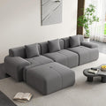 120 Cloud Modular Sectional CouchBoneless SofaL-Shape Upholstered Sofas with Deep SeatModern Cozy Corduroy Couches with Memory FoamNo Assembly Required for Living Room(Dark Grey)