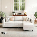 Small Sectional Couch L Shaped Sectional White Couch in a Box Small Couches with Ottoman 3 Seater Sofa for Living Room Apartment Dorm Office