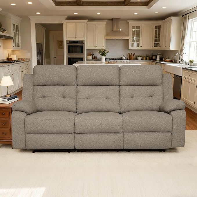 Reclining Love Seat Recliner Sofa Reclining Couch Sofa for Living Room 3-Seater Manual Lazyboy Recliner for BedroomRV(3 Seater Sofa Brown)