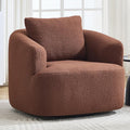 Swivel Accent Chair 360° Rotating Barrel Chair with Teddy Fleece Upholstery &amp High-Resilience Sponge Cushion Easy Assembly Single Sofa for Living Room Bedroom or Apartment (Brown)