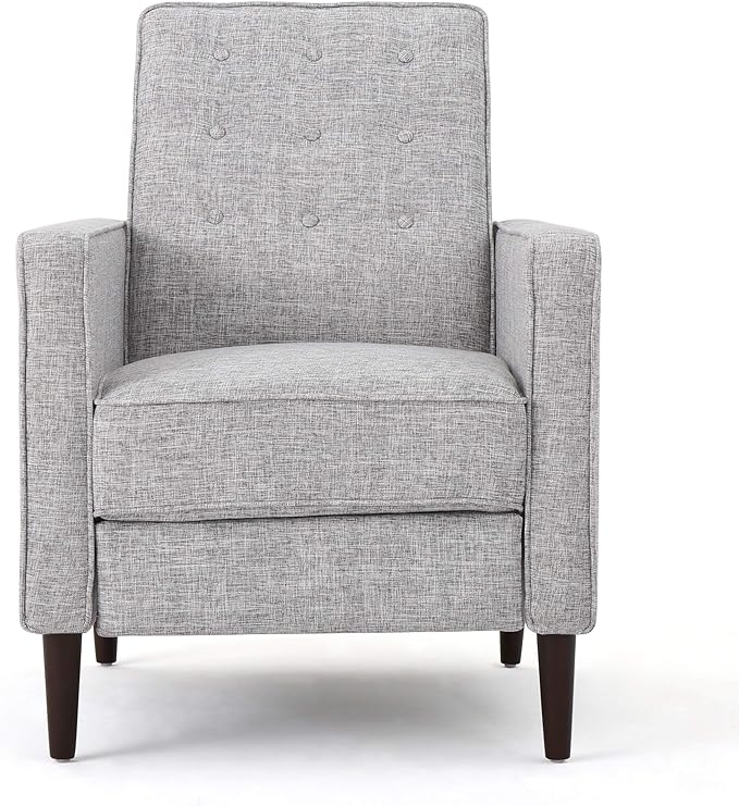 Christopher Knight Home Mervynn Mid-Century Modern Fabric Recliners 2-Pcs Set Light Grey Tweed