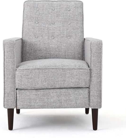 Christopher Knight Home Mervynn Mid-Century Modern Fabric Recliners 2-Pcs Set Light Grey Tweed