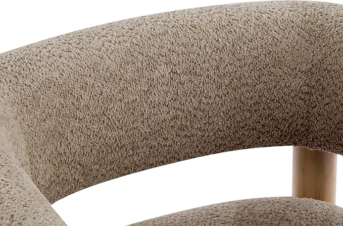 Christopher Knight Home Carly Low Profile Accent Chair Round Backrest Side Chair Living Room Armchair with Boucle Fabric CushionComfy Reading Chair for BedroomWooden Single Lounge SofaLight Camel