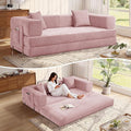 MoonSpeak 78.8''Sleeper Couch Bed for LivingroomConvertible Modular Sofa with Armrest PillowModular Foldable Corduroy Couches in a BoxNo Assembly (Pink)