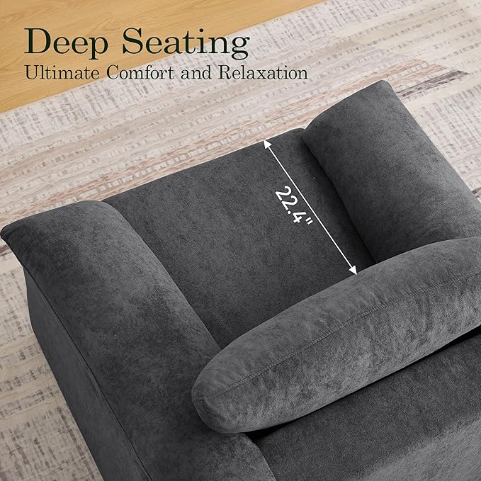 Boneless Single Sofa Chair Modern Cloud Accent Chair Comfy Deep Seat Couch for Living Room Bedroom Apartment Small Space No Assembly Dark Gray