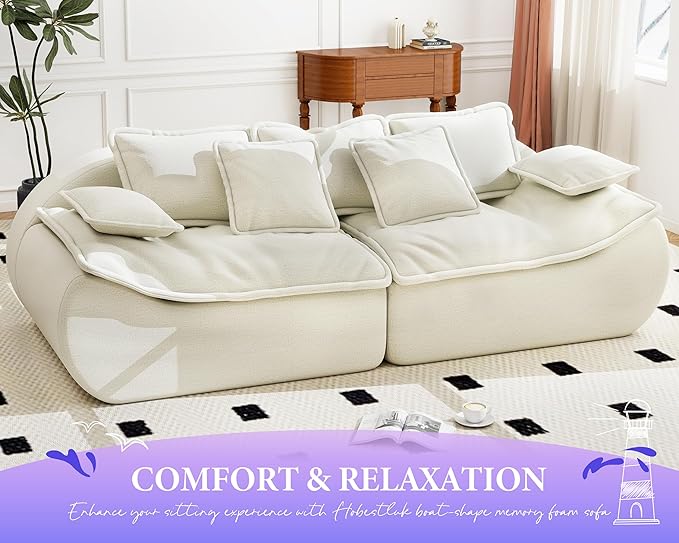 Hobestluk Sofa Couches 3-Seater Modular Sectional Sofa 89''Comfy Loveseat with Throw Deep Seat Small Sofa for Small Space Memory Foam Sectional Couches for Living Room Office Apartment