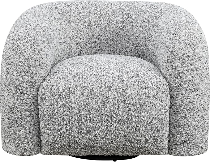 Furniture of America Araina Modern Boucle 37.4-inch Swivel Chair with 360-degree Swivel Base Sculptural Pillow-Like Silhouette for Living Room Office Cloud Gray