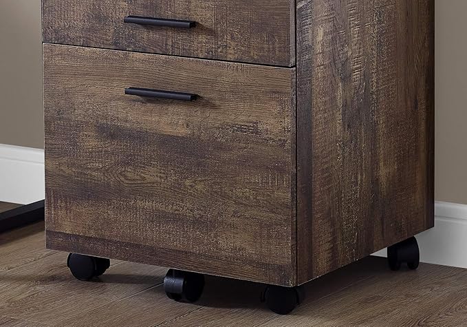 Mobile File Cabinet Rolling Office Storage Cart with Drawer Printer Stand Brown Laminate Contemporary Design