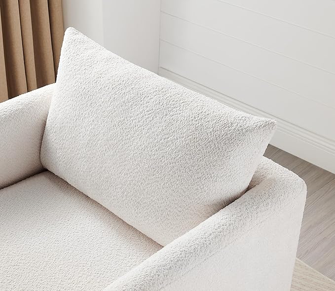 VANOMi Oversized Accent Chair Set of 2 37 Wide Boucle Armchair with Solid Wood Legs Modern Accent Chair for Living Room Bedroom Office Cozy Reading Chair Easy Assembly White