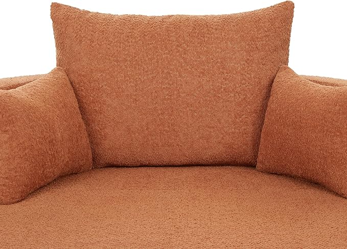 Oversized 55 W Upholstered 360° Swivel Accent Barrel Chair and a Half Modern Comfy Cuddler Sofa Lounge with Pillows for Living Room Bedroom Hotel (Chenille Terracotta)