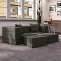 Jaxx Zipline Convertible Sleeper Loveseat &amp Ottomans Textured Microvelvet - Charcoal