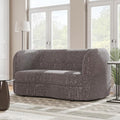 Furniture of America Nimiane Modern Boucle Loveseat Couch with Curved Arms and Wooden Legs Comfy Fabric Upholstered Small Sofa for Living Room Bedroom Home Office Charcoal Gray