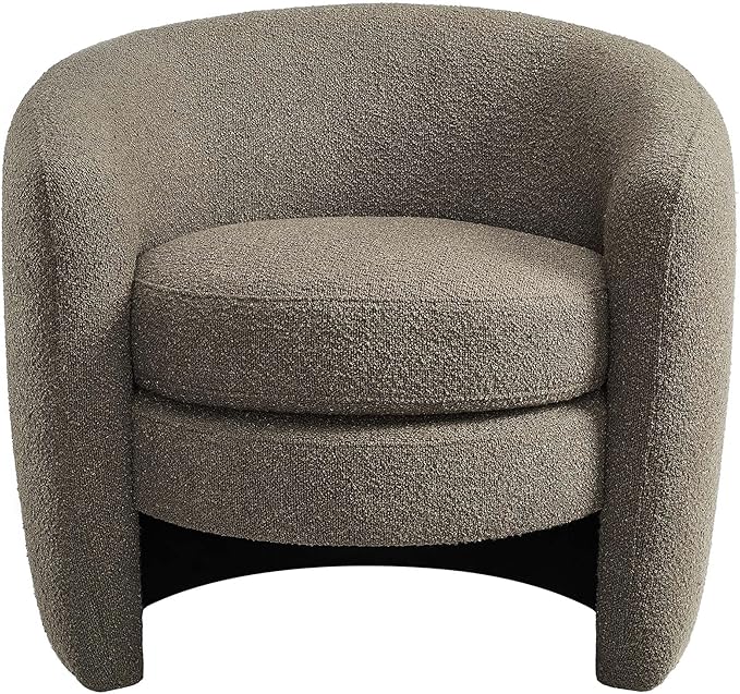 Modway Affinity Boucle Fabric Accent Chair in Pebble - Versatile Living Room Chair with Curved Back - Upholstered Bedroom Barrel Chair - Reading Armchair