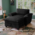 51-Inch Wide Oversized Chenille Recliner Sofa Ottoman with Storage - Upholstered Lounge Chair (Black)