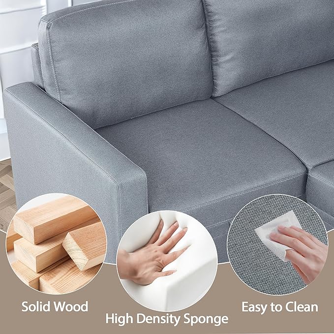 Pull Out Sleeper Sofa Sectional Couches for Living Room 5-Seater Pull Out Couch with Storage Convertible Sofa Bed for Small Space Guest Room Apartment Gray