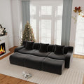 115.3 Inches Sectional Boneless Cloud Couch Super Soft Comfortable Curved Armrest Deep Seat Sofa with Pillow and Ottoman Sectional Couches for Living Room No Assembly Required