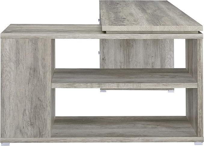Coaster Home Furnishings - Yvette - Engineered Wood - 3-Drawer Computer Desk with File Cabinet and L-Shaped Desk with 5 Adjustable Compartments - Home Office - 60-Inch - Grey Driftwood - 801516