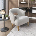 Lexicon Accent Arm Chair Modern Comfy Velvet Accent Chair Open Back with Solid Wood Legs for Living Room/Bedroom/Office/Waiting Room Gray