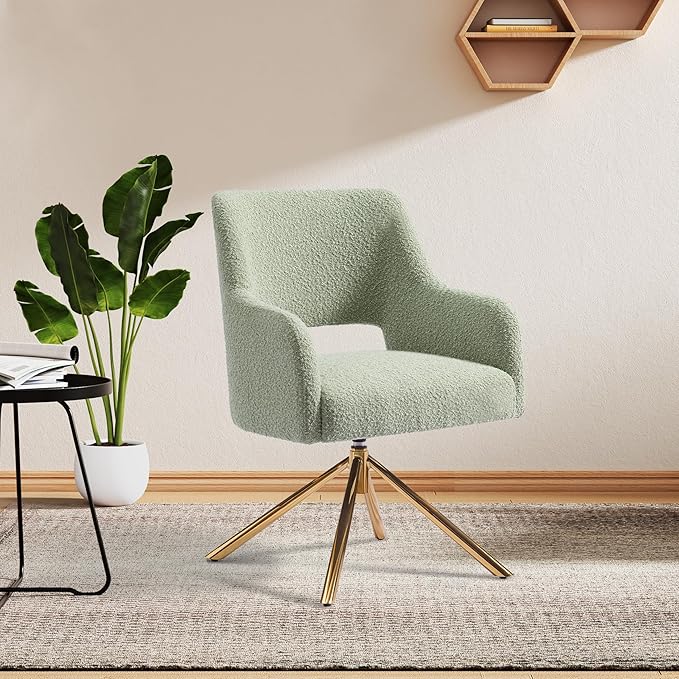 WestinTrends Genevieve Mid-Century Modern Wide Boucle Swivel Accent Arm Chair Desert Sage