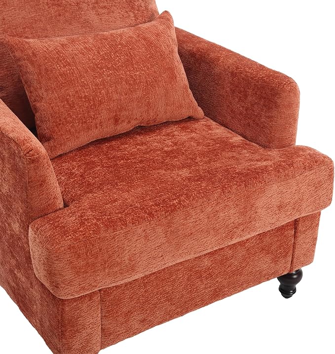 KEIKI Mid Century Modern Accent Chair for Living Room Single Sofa Armchairs with Studded Solid Wood Frame for Bedroom Reading