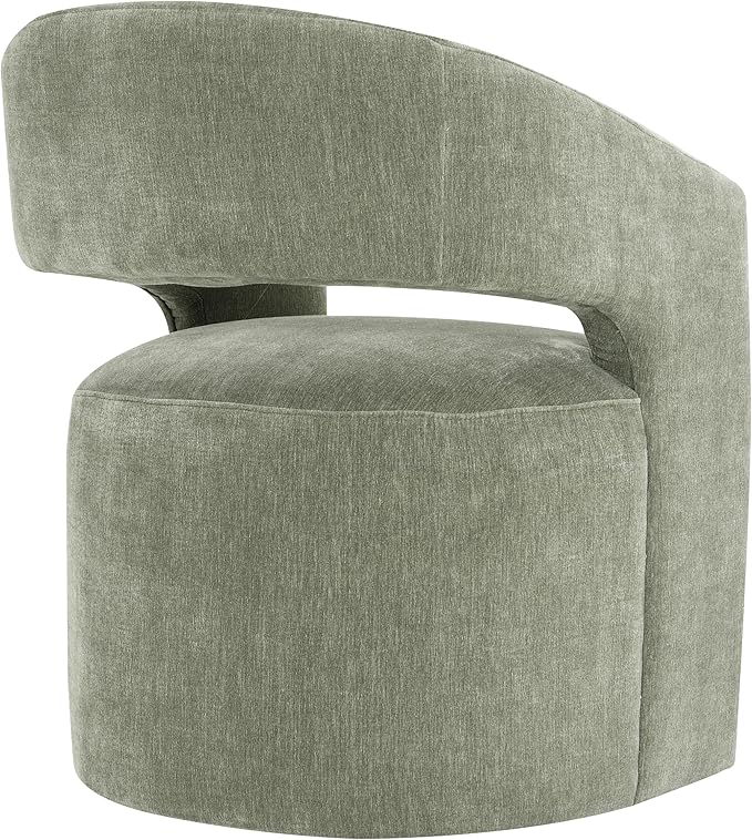 Furniture of America Arina Modern Fabric 25.6-inch Accent Chair with Barrel-Back Design Rounded Seat Pedestal-Style Base and Casters for Living Room Green