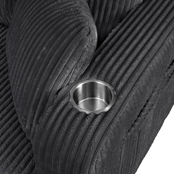 Homes: Inside + Out Reese Modern Plush Chenille Comfortable Loveseat with Side Pockets Cup Holders and Pillows Wooden Soft Couch for Living Room Bedroom and Office Dark Grey