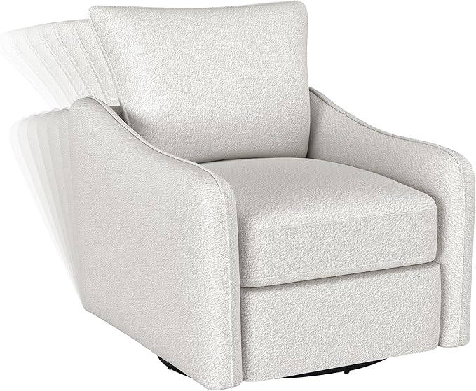 Coaster Home Furnishings Madia Upholstered Slope Arm Swivel Club Chair Vanilla