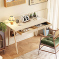 Solid Wood Desk with Drawers - 47.2 Inch Writing Desk with Drawers &amp Storage Shelf Simple Modern Study Table Home Office Computer Desks for Bedroom &amp Home White Desks